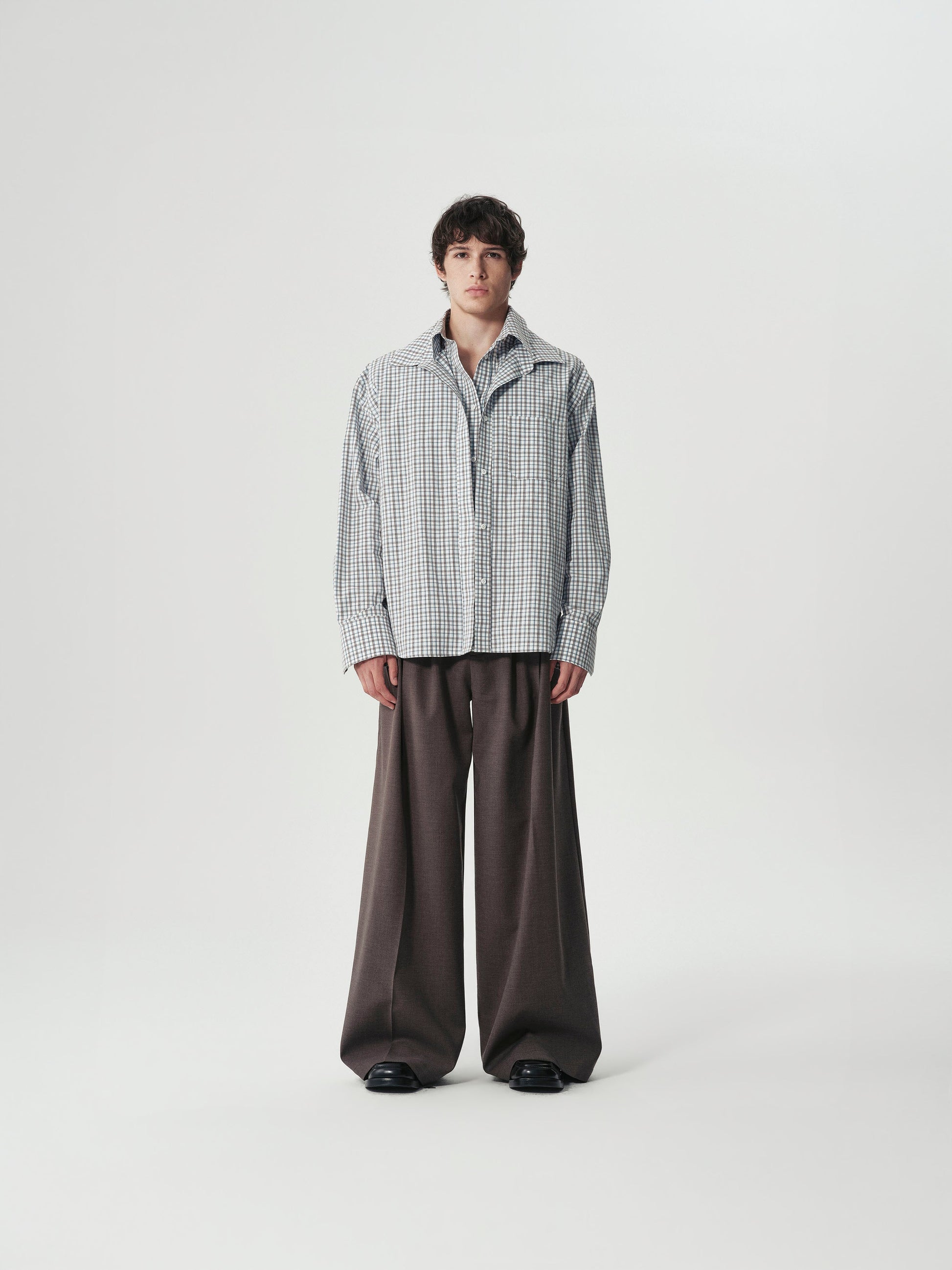 Triple-Pleat Wide Trousers