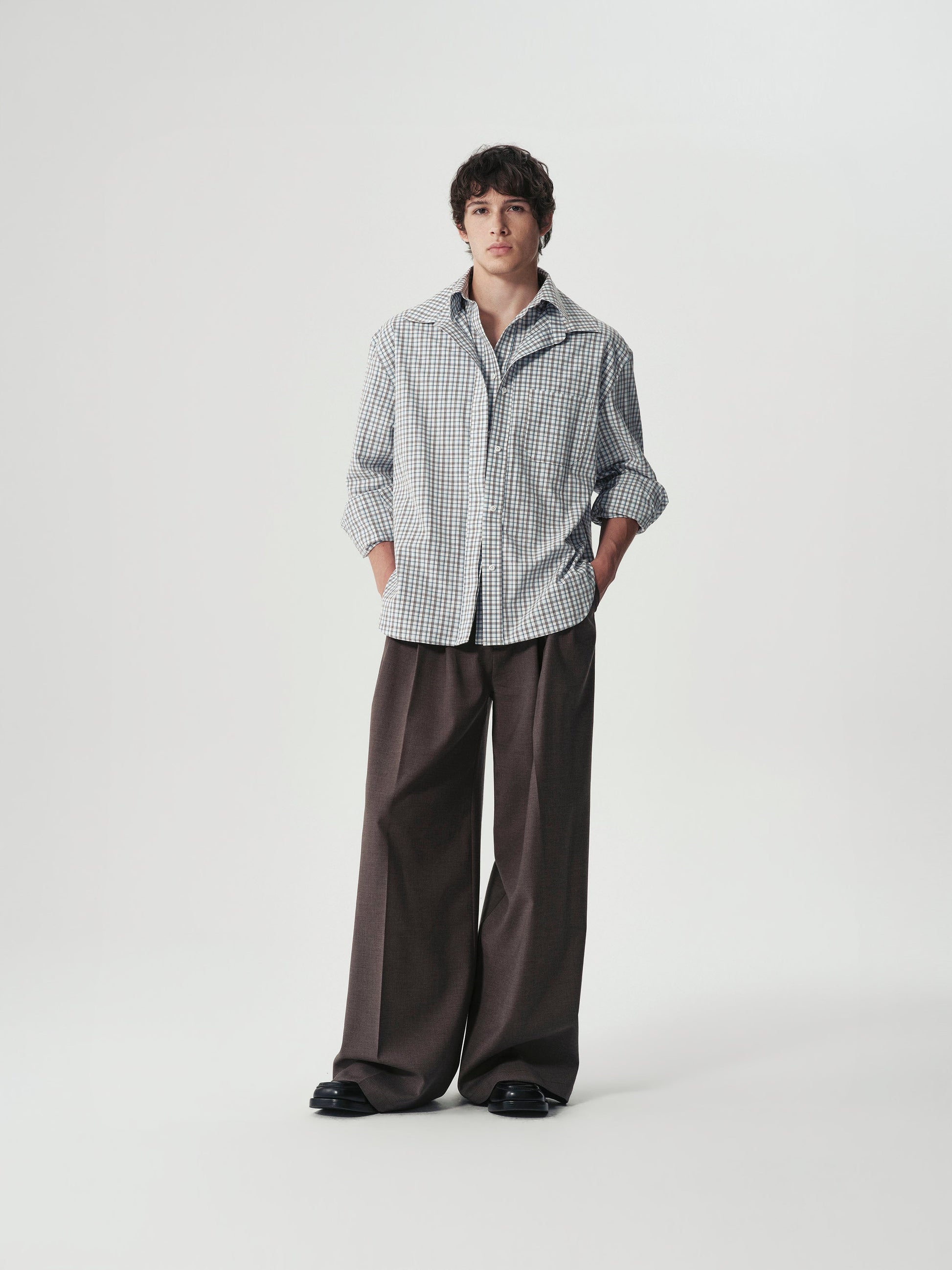 Triple-Pleat Wide Trousers