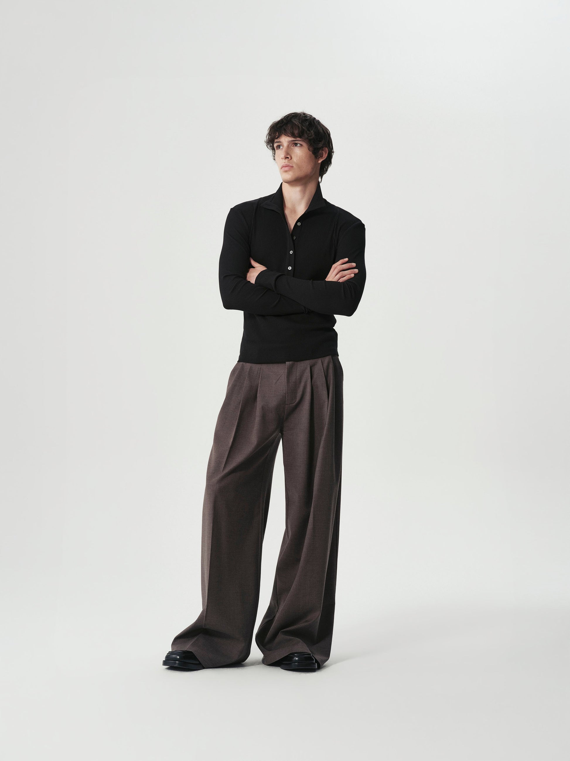 Triple-Pleat Wide Trousers