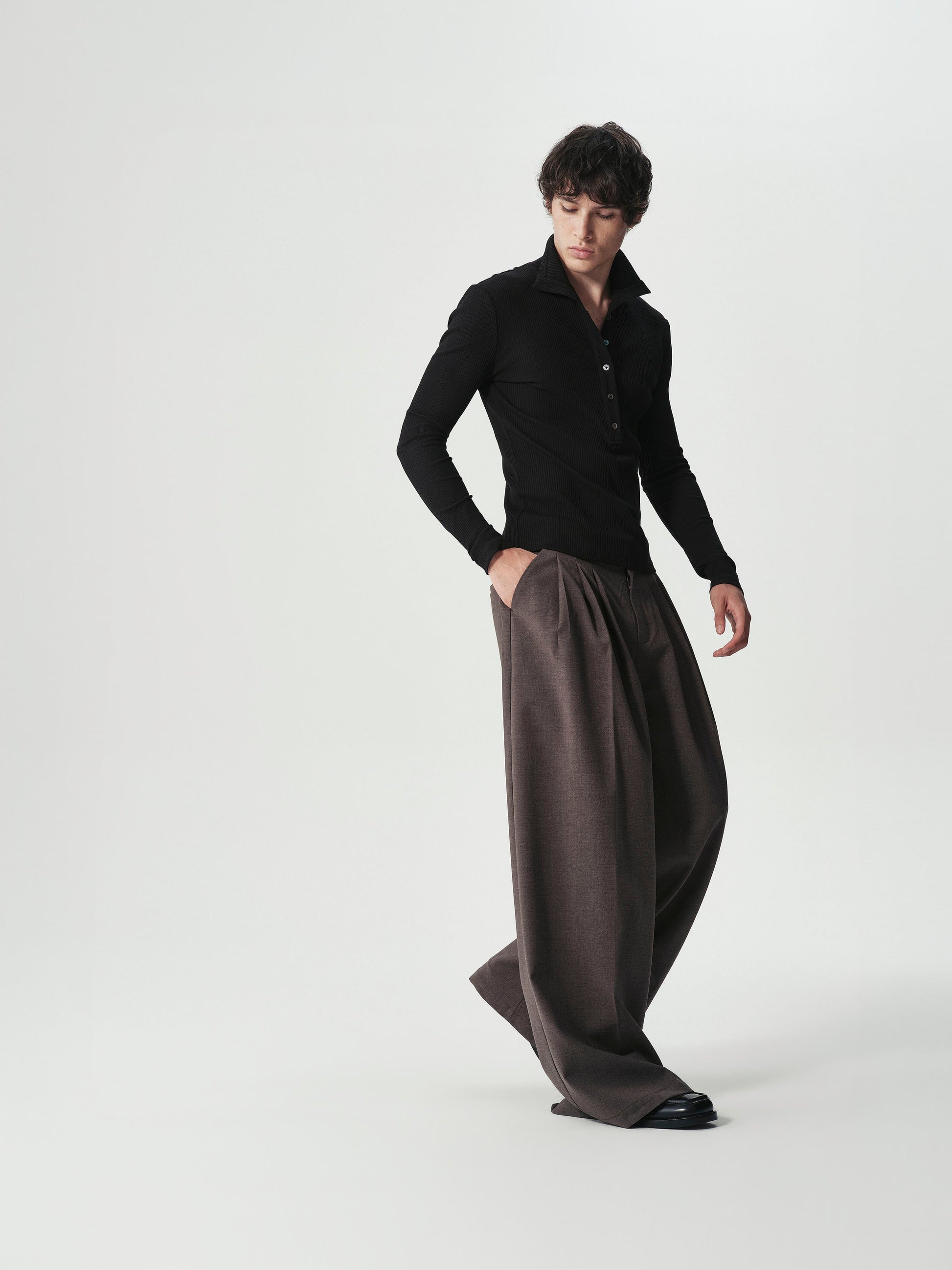 Triple-Pleat Wide Trousers