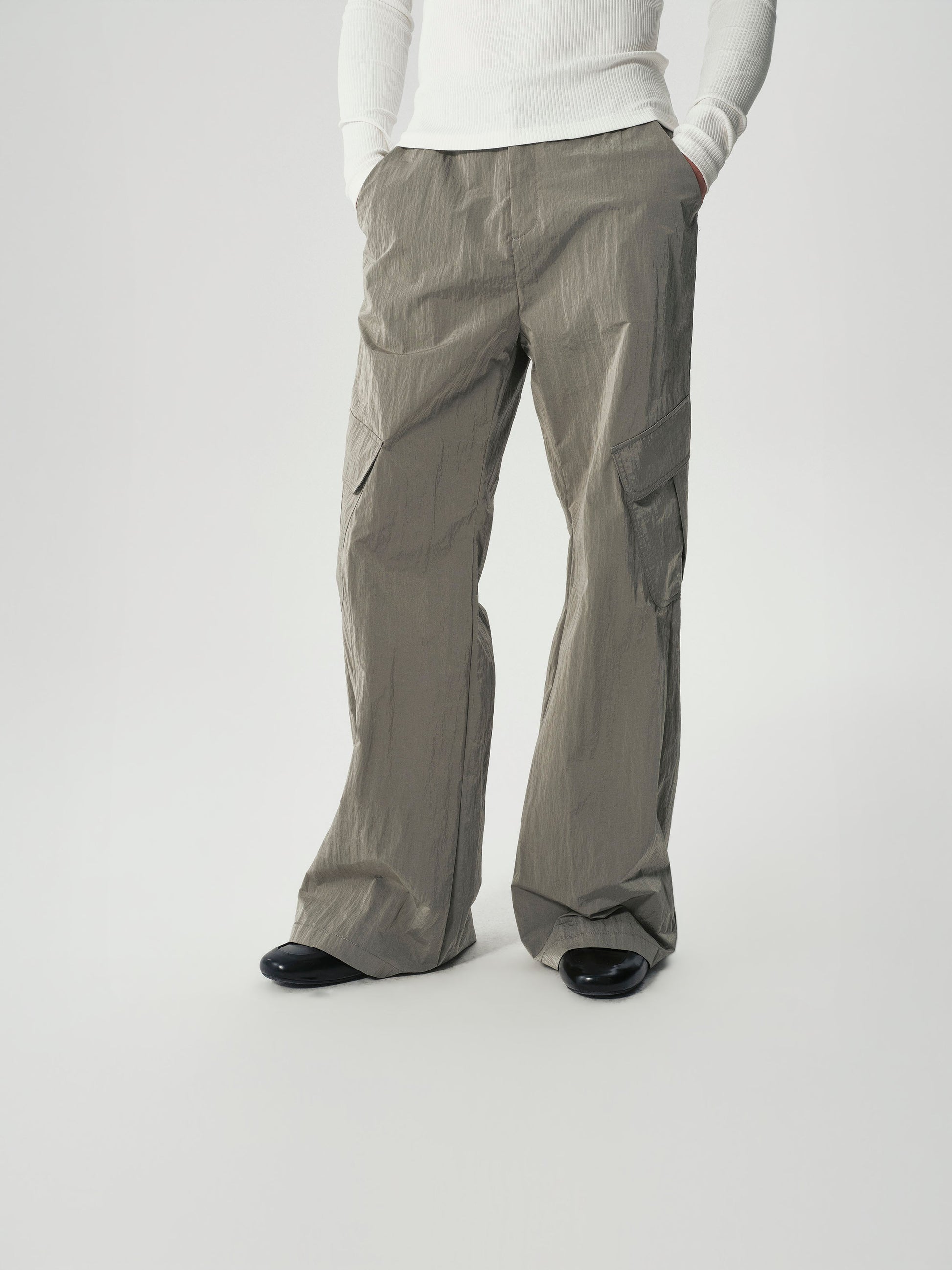 Nylon Utility Pants in Gray Green