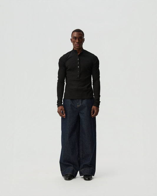Raw Straight-Leg Jeans — styling view