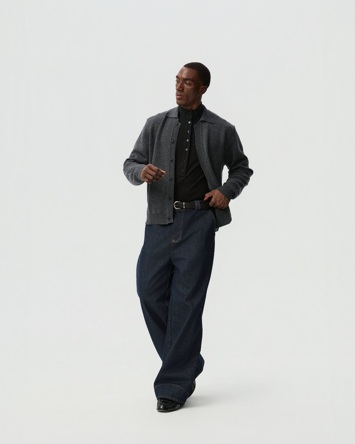 Raw Straight-Leg Jeans — styling view
