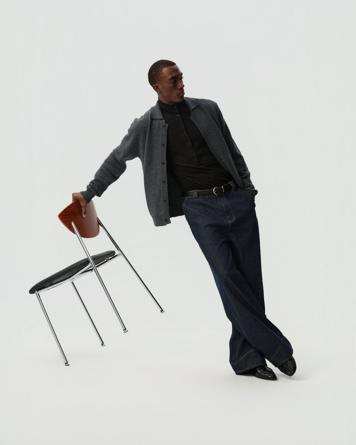 Raw Straight-Leg Jeans — styling view