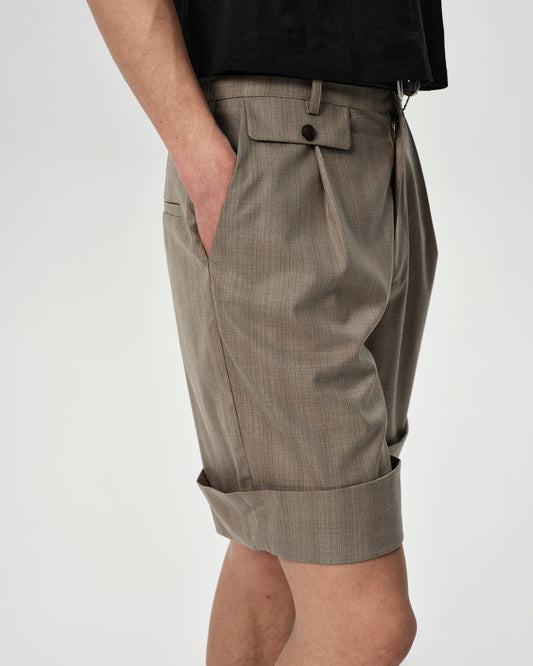 Cuff Pleated Shorts