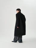 Funnel Neck Wool Coat in Black