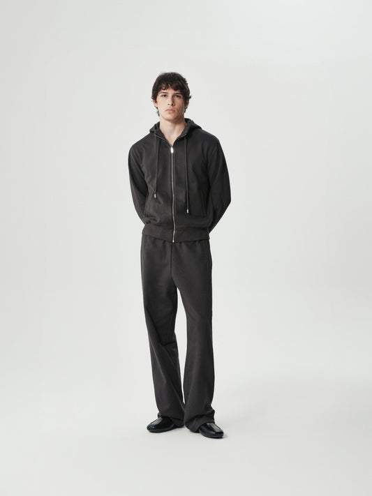 Funnel Zip Sweat Jacket in Charcoal Gray, main view