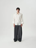 Pleated Shoulder Shirt in White, main view