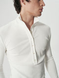 Column Henley Top in White
