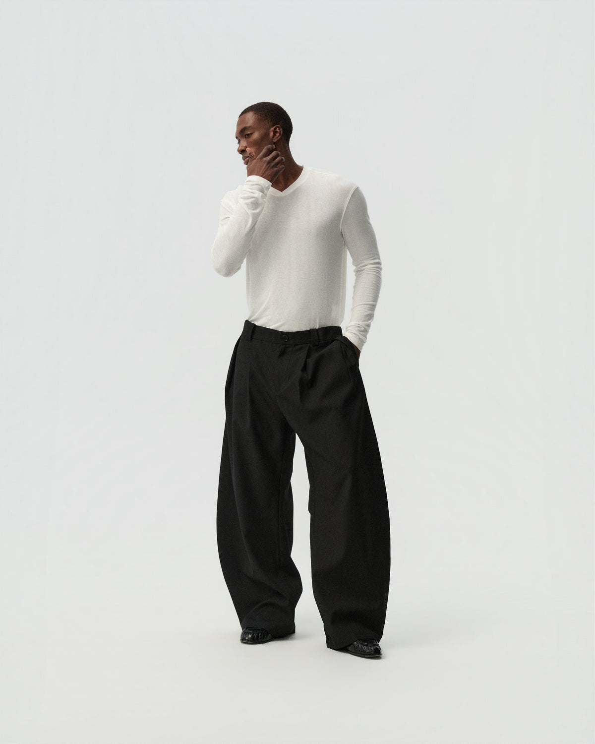 Overlap V-Neck Long-Sleeve — styling view